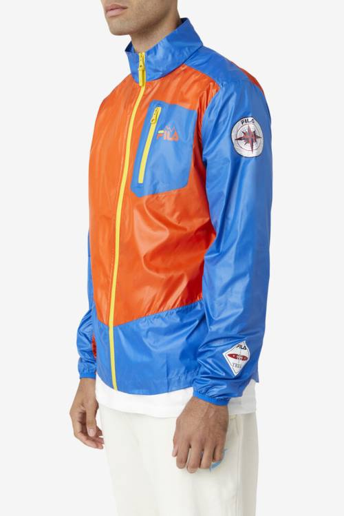 Orange / Blue / Lemon Men's Fila Pinnacle Jackets | Fila703IB