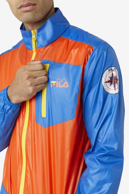 Orange / Blue / Lemon Men's Fila Pinnacle Jackets | Fila703IB