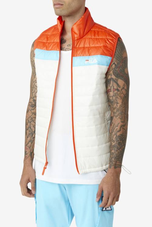 Orange / Blue Men's Fila Tri Vest Jackets | Fila846PF