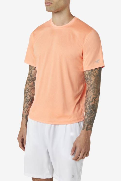 Orange Men's Fila Pickleball Scallop Hem Crew T Shirts | Fila192VK