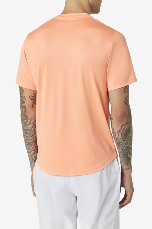 Orange Men's Fila Pickleball Scallop Hem Crew T Shirts | Fila192VK