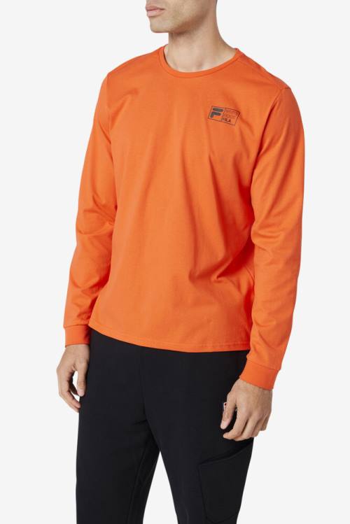 Orange Men's Fila Rappel Long Sleeve Tee T Shirts | Fila907EV