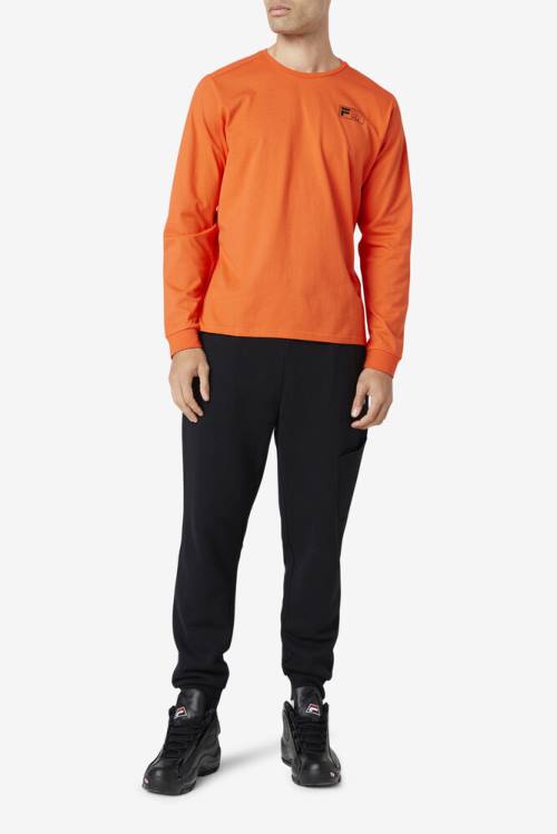 Orange Men's Fila Rappel Long Sleeve Tee T Shirts | Fila907EV