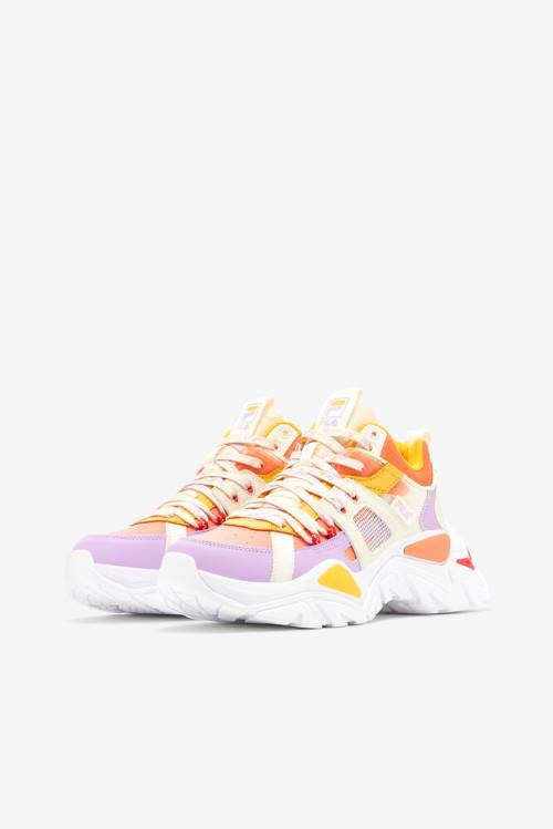 Orange Women's Fila Cage Mid Mixed Media Sneakers | Fila586GT