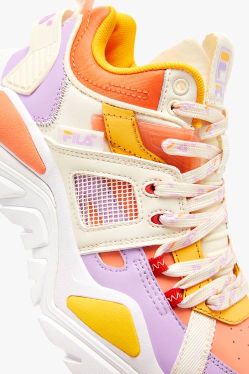 Orange Women's Fila Cage Mid Mixed Media Sneakers | Fila586GT