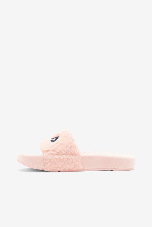 Pink / Navy / Red Women's Fila Fuzzy Drifter Slides | Fila482RX