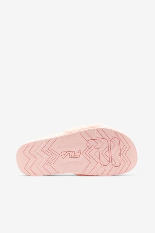 Pink / Navy / Red Women's Fila Fuzzy Drifter Slides | Fila482RX