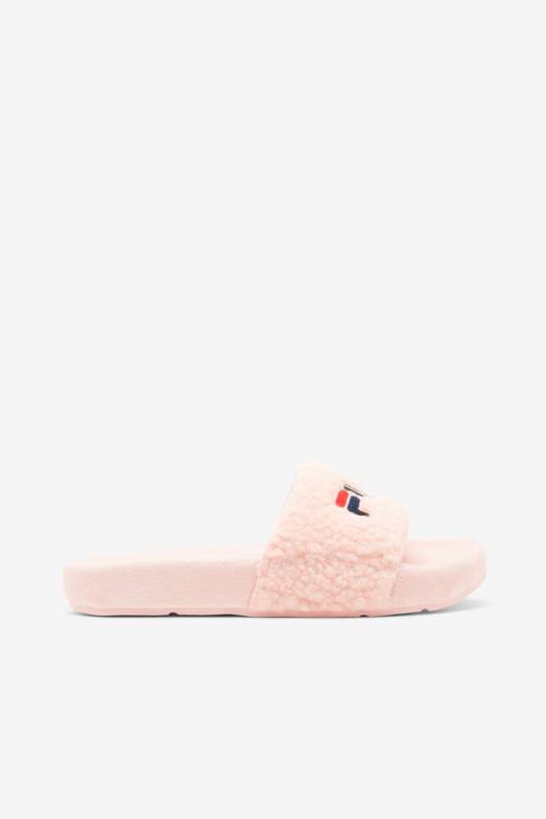 Pink / Navy / Red Women\'s Fila Fuzzy Drifter Slides | Fila482RX