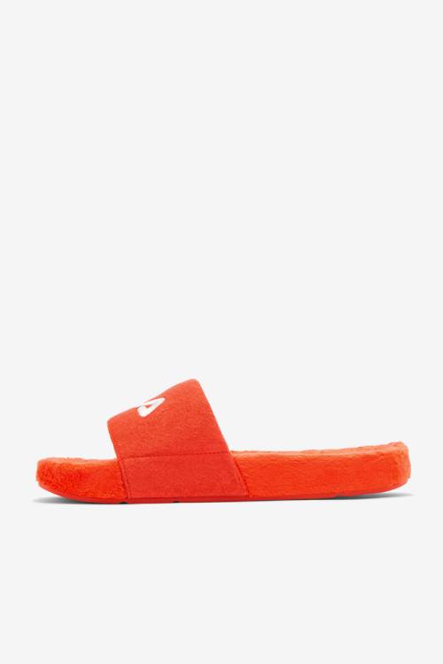 Pink / White Men's Fila Terry Drifter Slides | Fila246KX