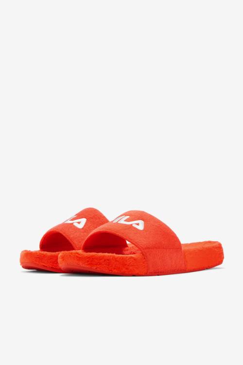 Pink / White Men's Fila Terry Drifter Slides | Fila246KX