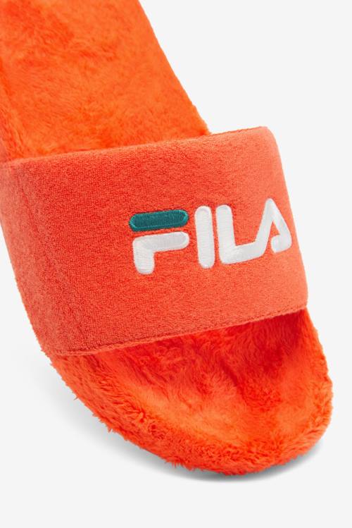 Pink / White Men's Fila Terry Drifter Slides | Fila246KX