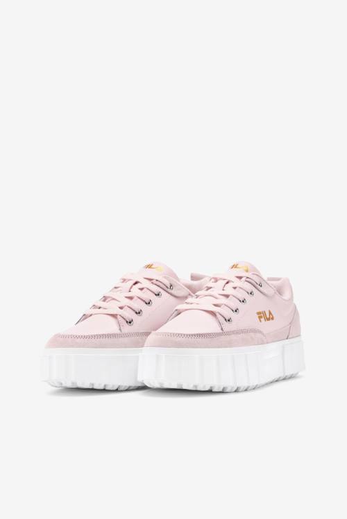 Pink / White / Metal Gold Women's Fila Sandblast Low Sneakers | Fila487FS