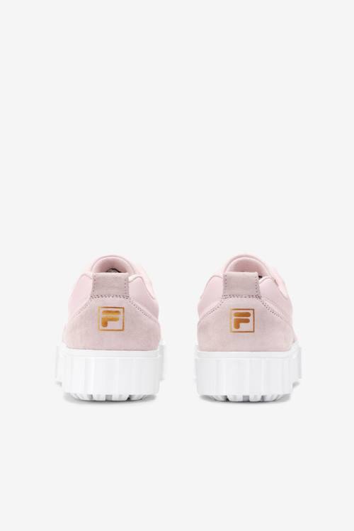 Pink / White / Metal Gold Women's Fila Sandblast Low Sneakers | Fila487FS