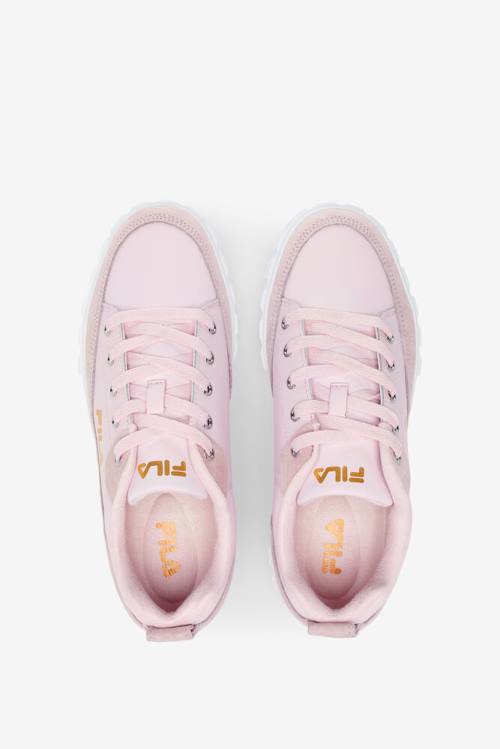 Pink / White / Metal Gold Women's Fila Sandblast Low Sneakers | Fila487FS