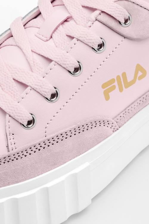 Pink / White / Metal Gold Women's Fila Sandblast Low Sneakers | Fila487FS