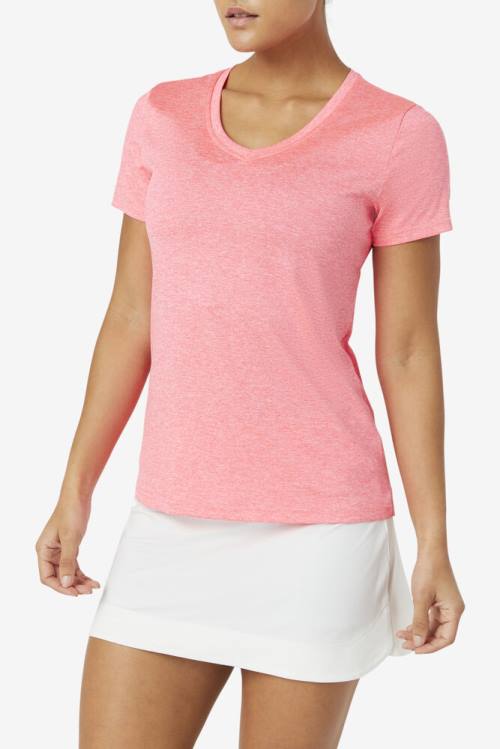 Pink Women's Fila Pickleball Silky V-neck T Shirts | Fila182PV