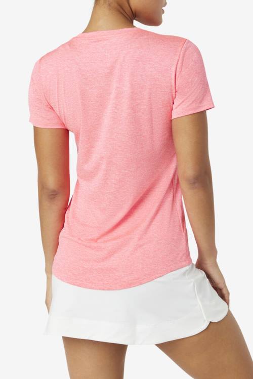 Pink Women's Fila Pickleball Silky V-neck T Shirts | Fila182PV