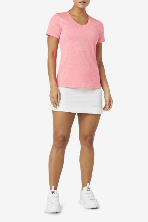 Pink Women's Fila Pickleball Silky V-neck T Shirts | Fila182PV