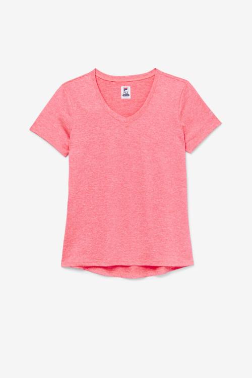 Pink Women\'s Fila Pickleball Silky V-neck T Shirts | Fila182PV