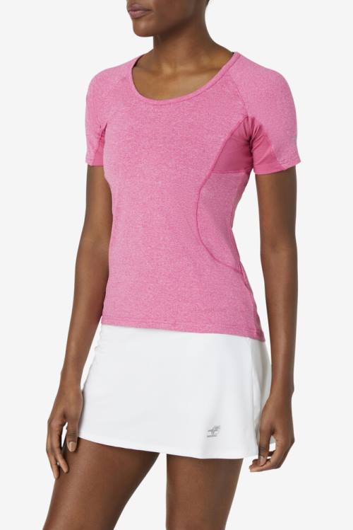 Pink Women's Fila Pickleball Sleeve Top T Shirts | Fila364OC