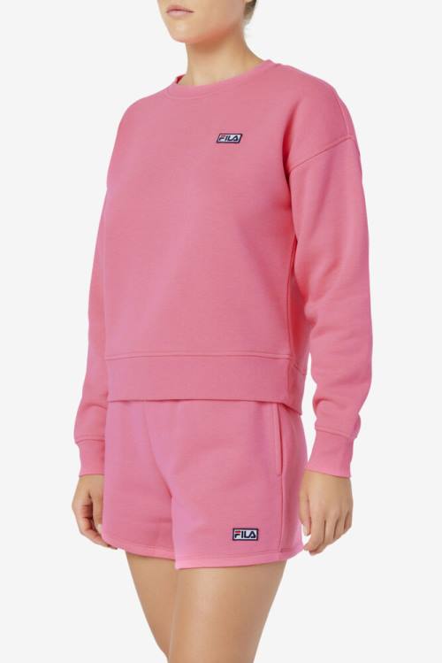 Pink Women's Fila Stina Crew Sweatshirts | Fila905PE