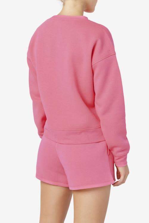 Pink Women's Fila Stina Crew Sweatshirts | Fila905PE