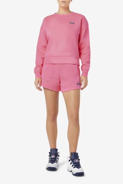 Pink Women's Fila Stina Crew Sweatshirts | Fila905PE