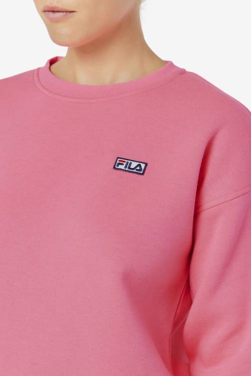 Pink Women's Fila Stina Crew Sweatshirts | Fila905PE