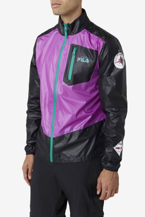 Purple / Black / Green Men's Fila Pinnacle Jackets | Fila084SZ