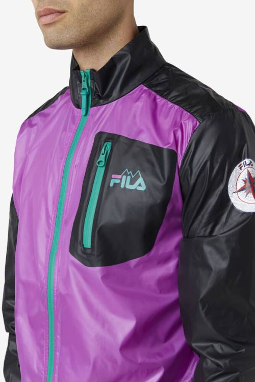 Purple / Black / Green Men's Fila Pinnacle Jackets | Fila084SZ