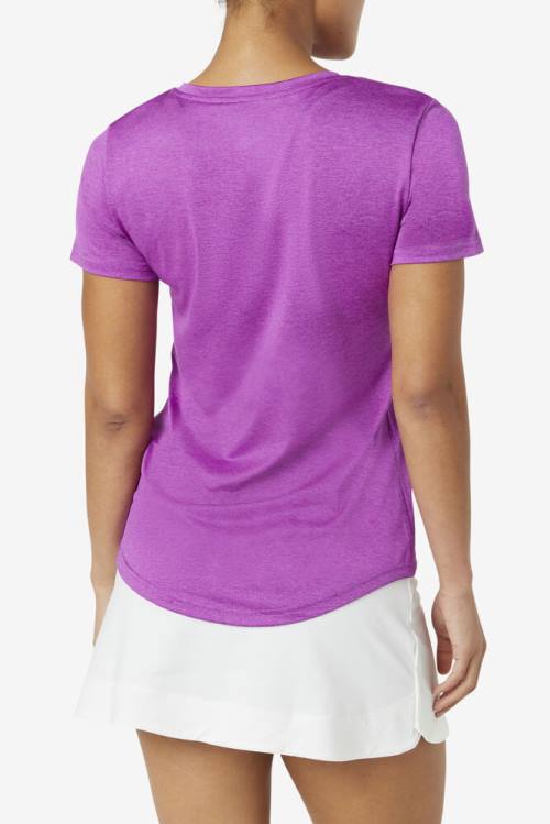 Purple Green Women's Fila Pickleball Silky V-neck T Shirts | Fila982AQ