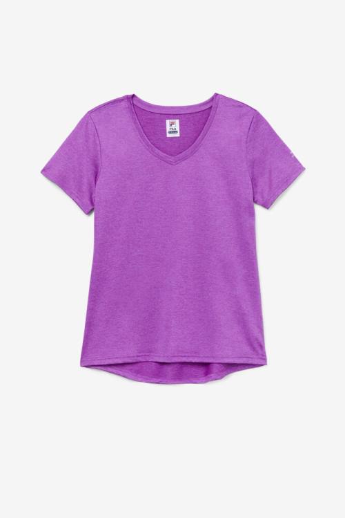 Purple Green Women\'s Fila Pickleball Silky V-neck T Shirts | Fila982AQ