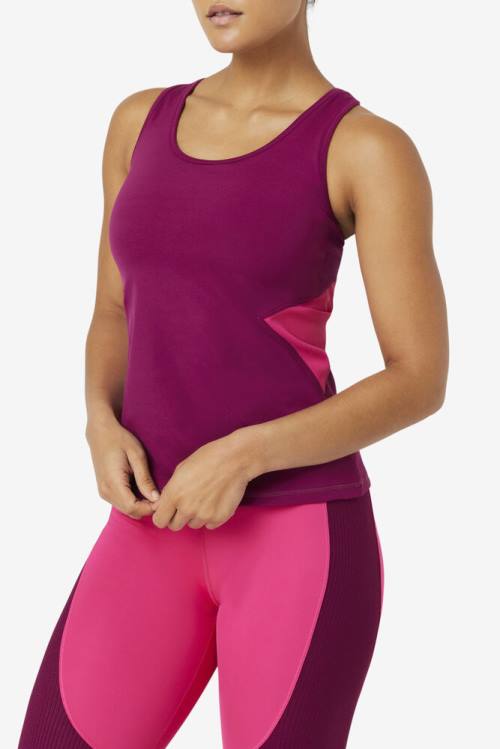 Purple / Light Pink Women's Fila Uplift Open Racerback Tank Sports Tops | Fila809YJ