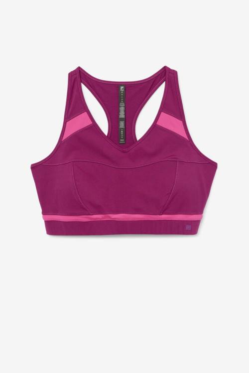 Purple / Light Pink Women\'s Fila Uplift Racerback Sports Bra Sports Tops | Fila958AY