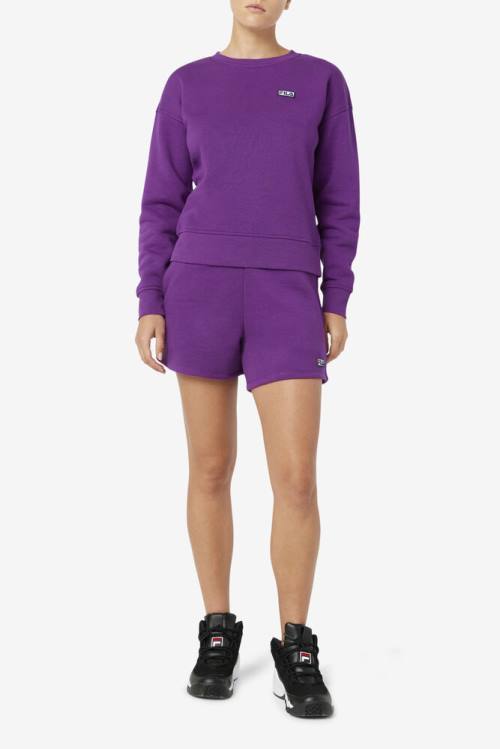 Purple Women's Fila Diara High Rise Shorts | Fila879VG