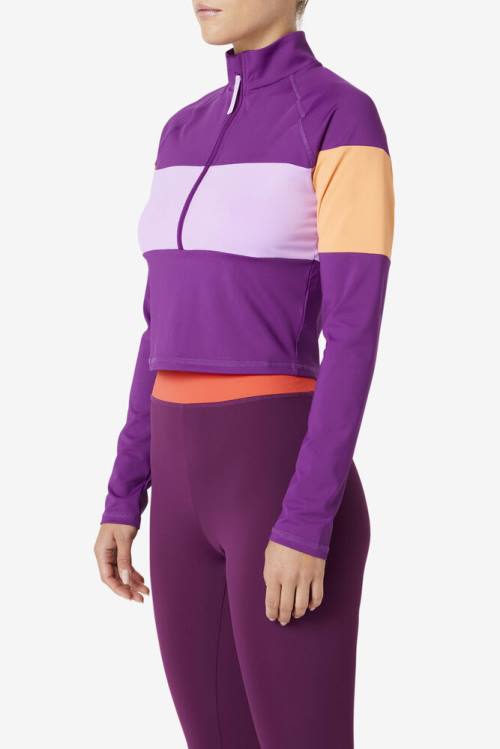 Purple Women's Fila Jaida Based Layer Half Zip T Shirts | Fila861GZ