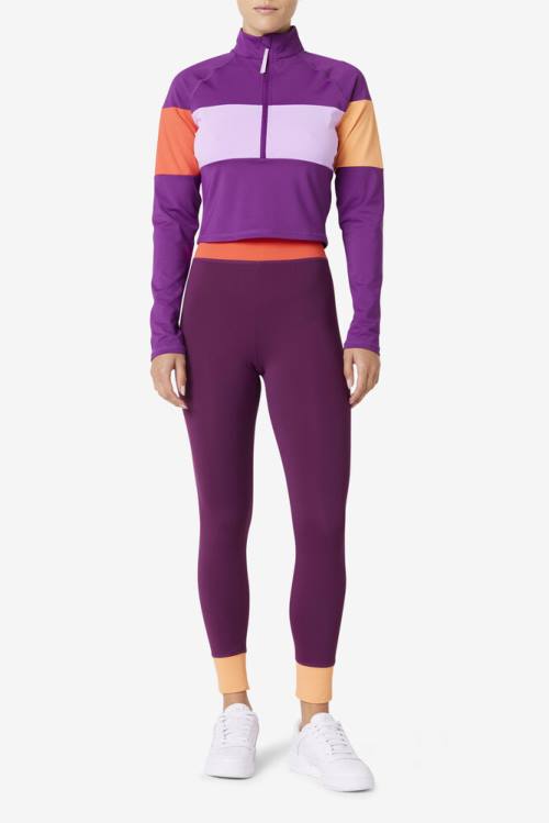 Purple Women's Fila Jaida Based Layer Half Zip T Shirts | Fila861GZ