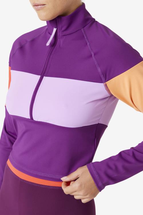 Purple Women's Fila Jaida Based Layer Half Zip T Shirts | Fila861GZ