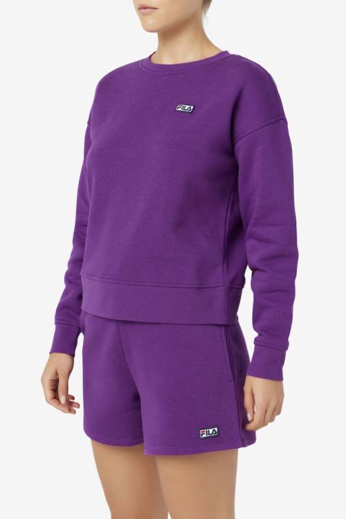 Purple Women's Fila Stina Crew Sweatshirts | Fila829WP