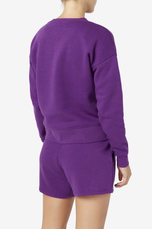 Purple Women's Fila Stina Crew Sweatshirts | Fila829WP