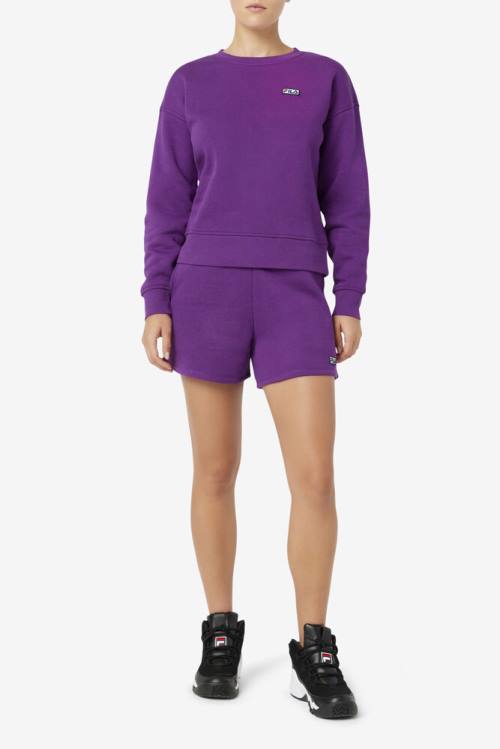 Purple Women's Fila Stina Crew Sweatshirts | Fila829WP