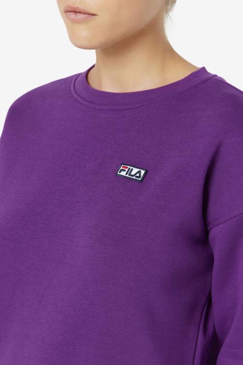 Purple Women's Fila Stina Crew Sweatshirts | Fila829WP