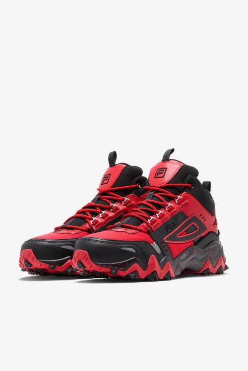 Red / Black / Metal Silver Men's Fila Oakmont Tr Mid Boots | Fila268TP