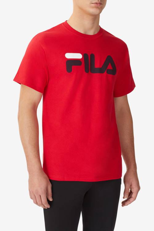 Red / Black / White Men's Fila Logo Tee T Shirts | Fila480GR