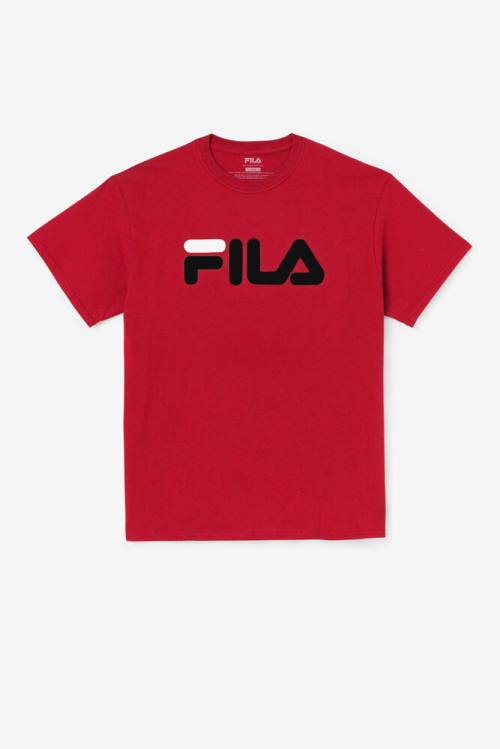 Red / Black / White Men\'s Fila Logo Tee T Shirts | Fila480GR