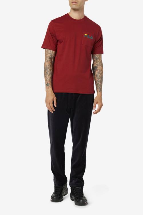 Red Men's Fila Curtis Pocket Tee T Shirts | Fila564XZ