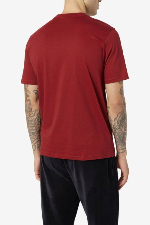 Red Men's Fila Curtis Pocket Tee T Shirts | Fila564XZ