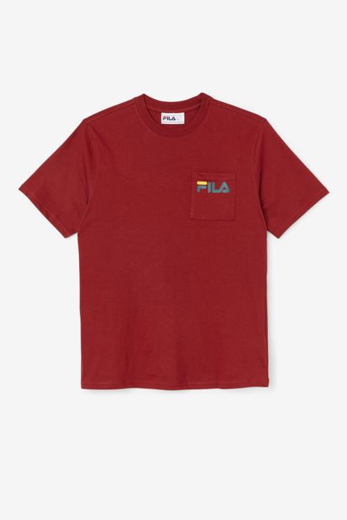 Red Men\'s Fila Curtis Pocket Tee T Shirts | Fila564XZ