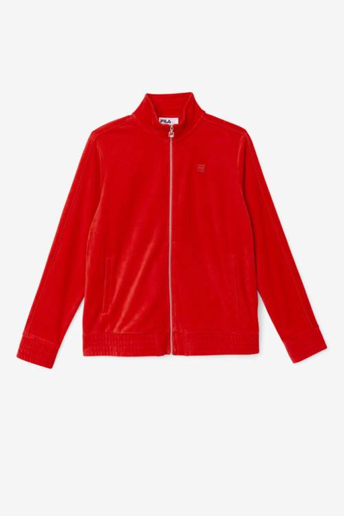 Red Men\'s Fila Deverall Velour Jackets | Fila902KM