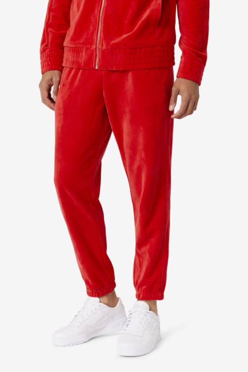 Red Men's Fila Deverall Velour Pants | Fila203NF